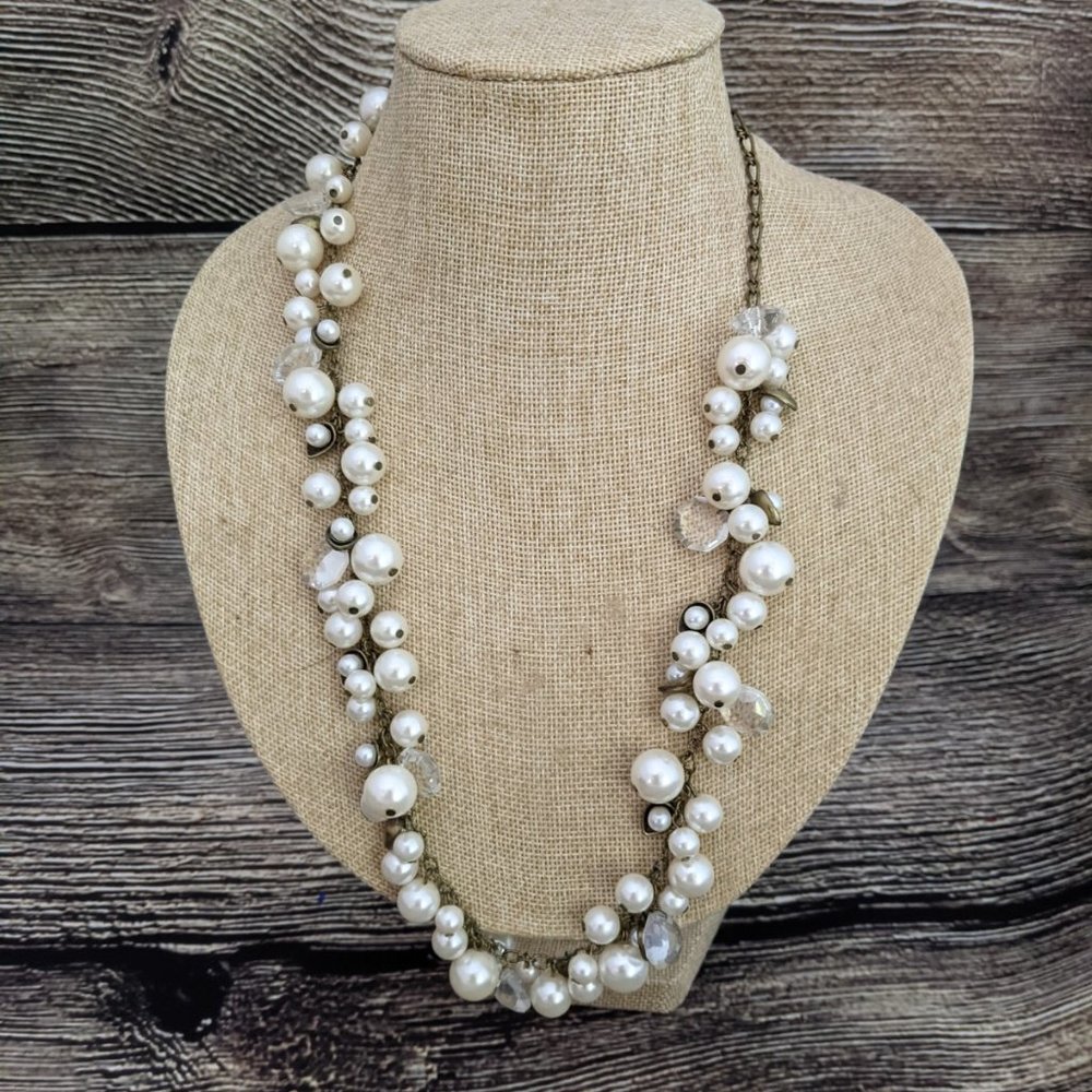 Chloe +Isabel Lotus Pearl & Crystal Drop Necklace